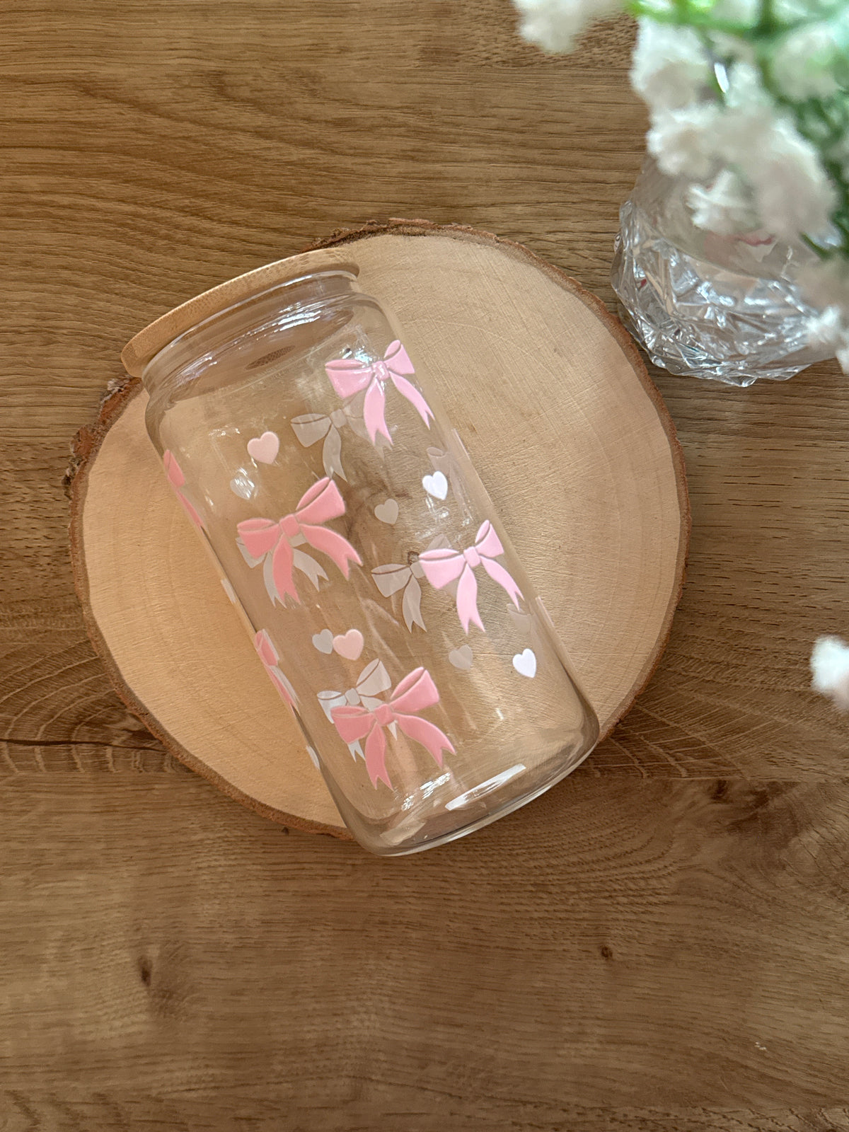 Vaso Lazos y Mini Corazones