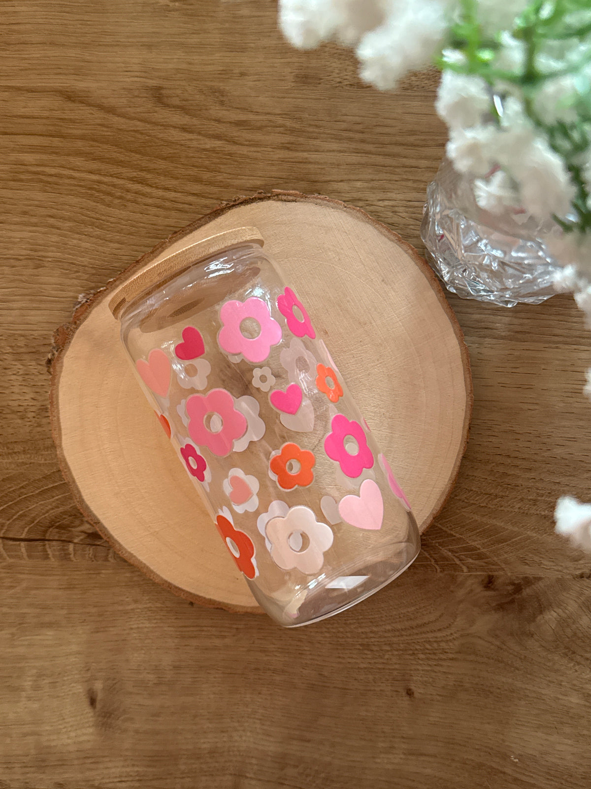 Vaso Maxi Flores y Corazones