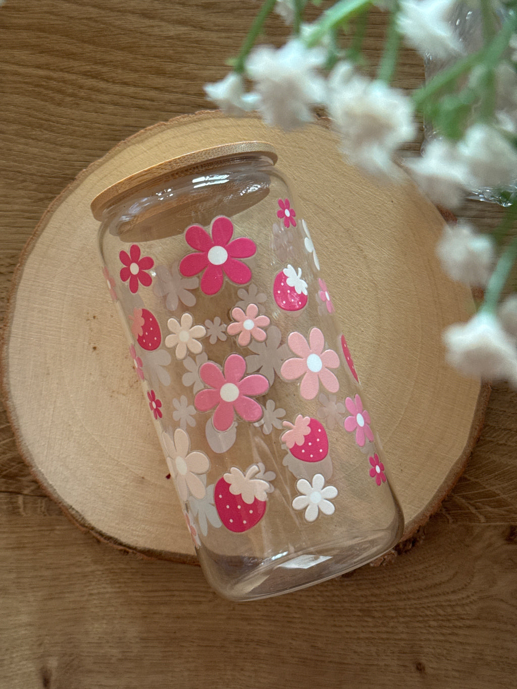 Vaso Flores y Fresas